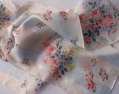 vintage Runway silk scarf - new, unused, floral, pink, blue, striped