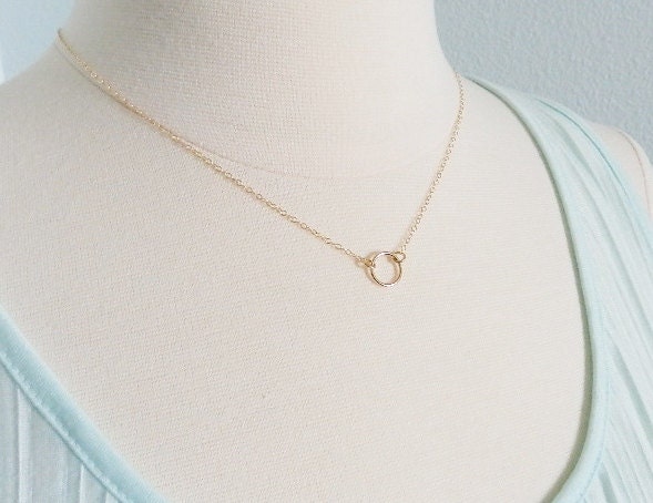 Gold circle necklace, gold fill, minimal modern jewelry