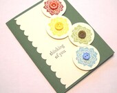 Thinking of You Card - Flowers Buttons Scallops and More