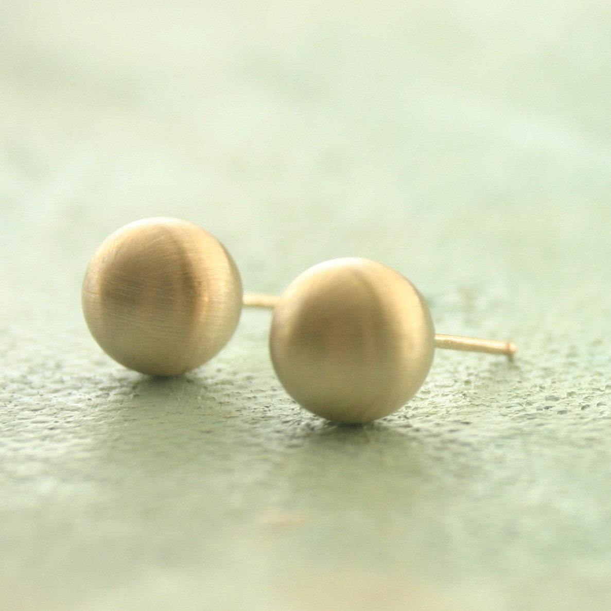 Gold Stud Earrings - Matte Gold Earrings - 14k gold-filled ball earrings (Jumbo 8m )