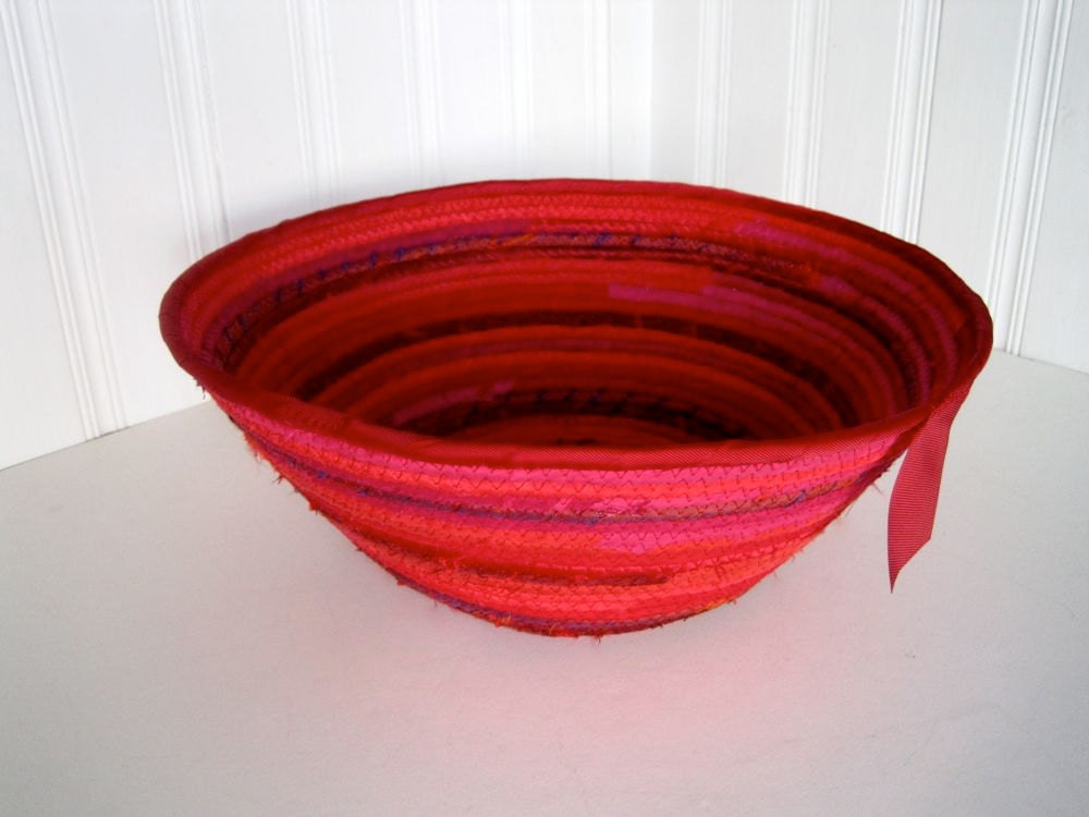 On The Rag Gift Basket - Red Coiled Basket Bowl - Menses Rite of Passage Gift - Menarche Red Container - First Blood Ritual
