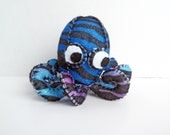 Limited edition baby octopus Azure, blue and purple zebra print plush