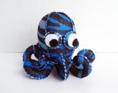 Limited edition baby octopus Aqua, blue and purple zebra print plush