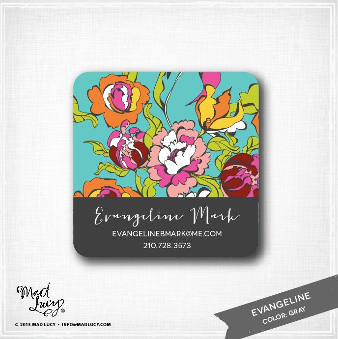 EVANGELINE - personalized Mommy / Business Cards / custom FLORAL / gift tags / set of 50