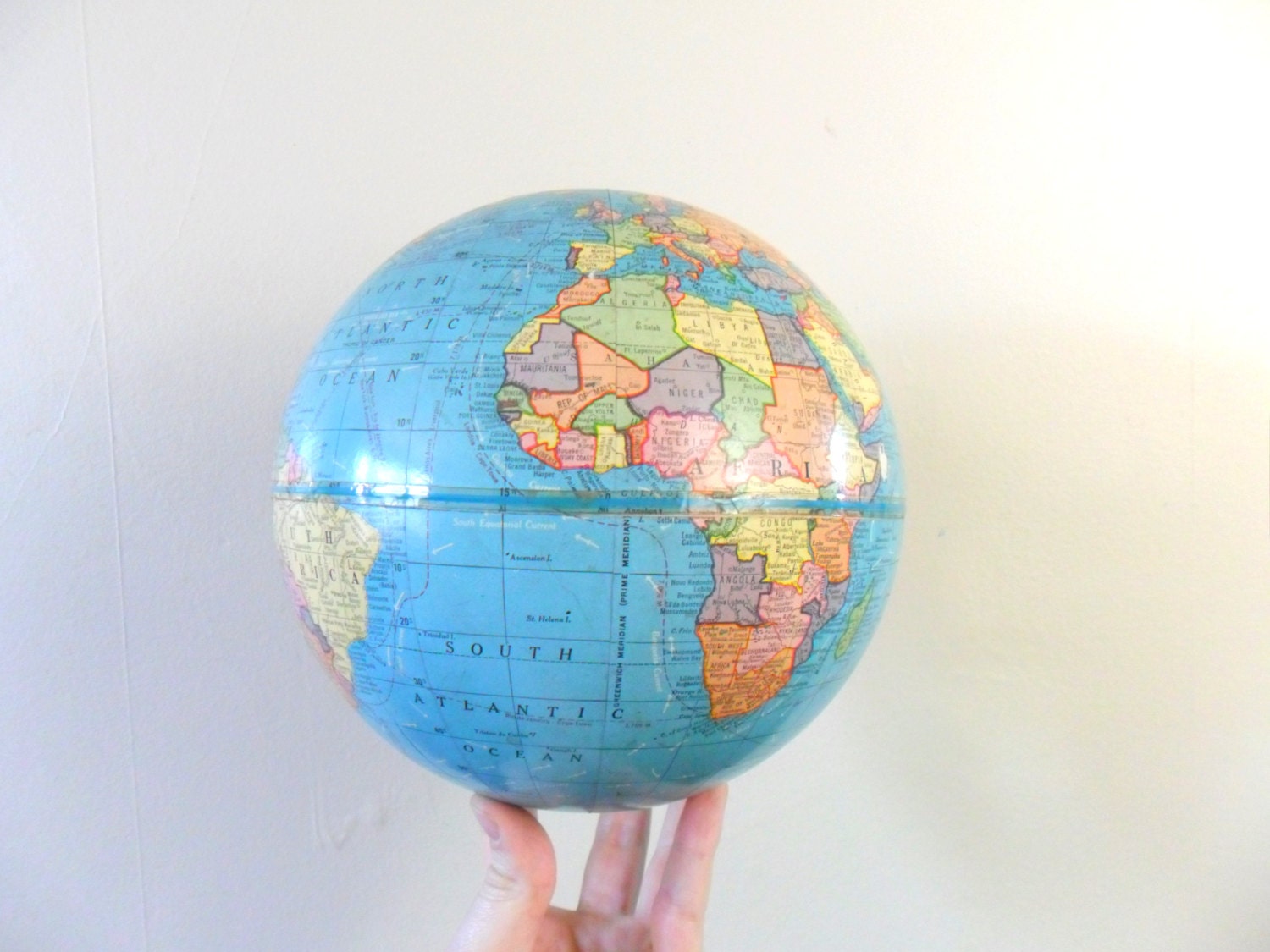 vintage 1970s 8 inch cram terrestrial globe - world - atlas - geography