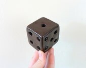 vintage brown ceramic die - dice - desk organizer