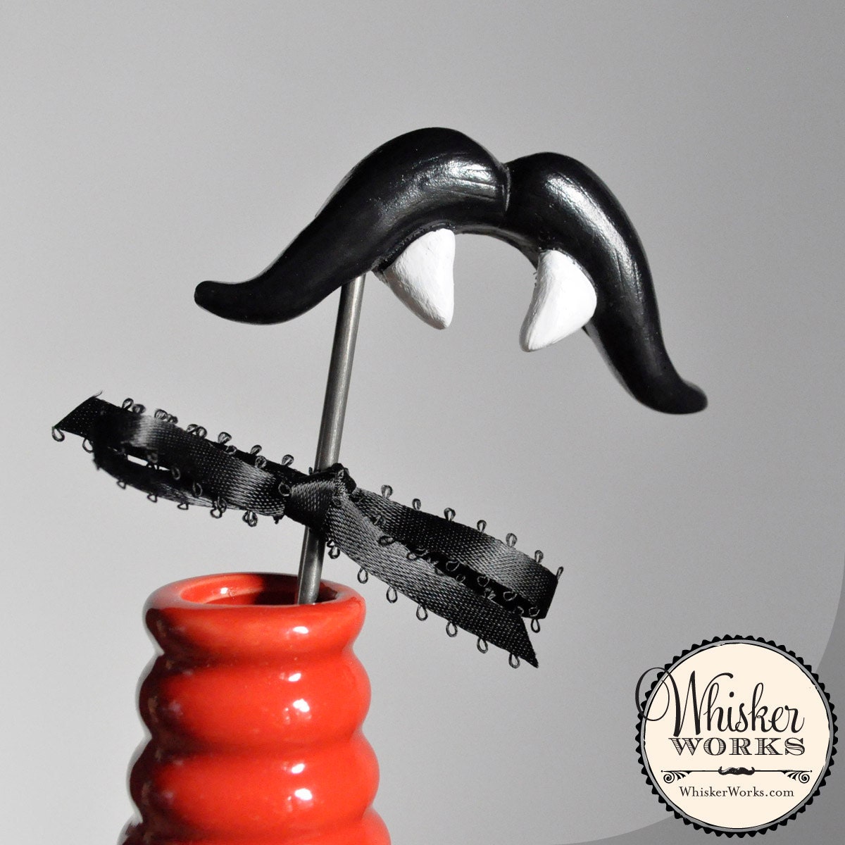 Mustache on a STEEL ROD - Halloween Photo Booth Prop - The Cursed Connoisseur Il_570xn
