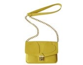 Hearts Leather Bag Yellow, handmade, heart, shoulder bag, Yellow leather bag, elegant bag