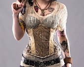 Meschantes Underbust Corset - Steampunk Brocade Waist Cincher - Your Size