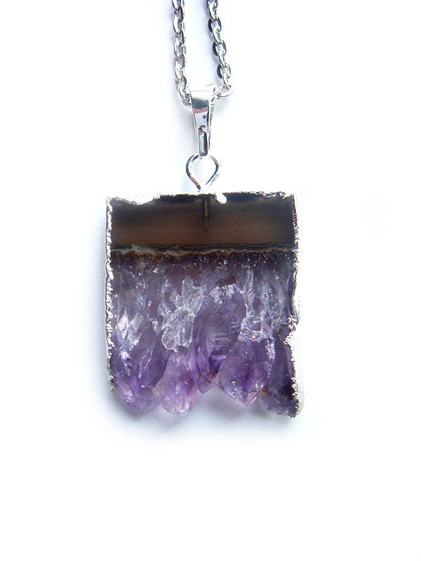 Silver Dipped Amethyst Necklace