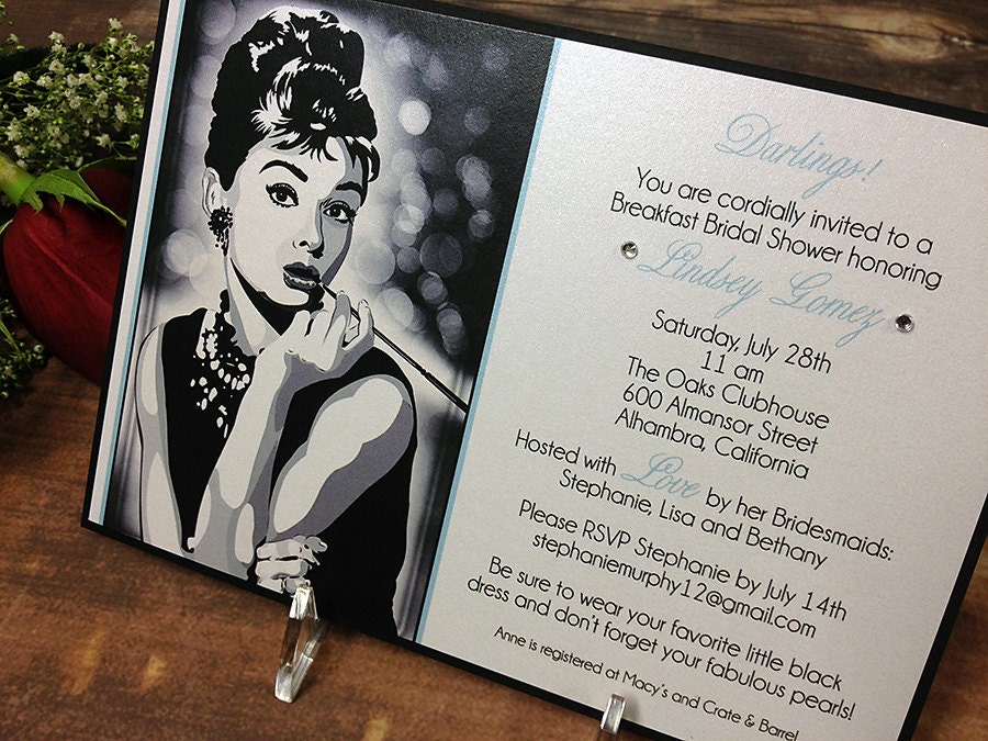 Rhinestone Breakfast at Tiffany's Shower or Party Invitation Deposit