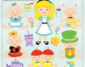 Alice in Babyland Cute Digital Clipart for Card Design, Scrapbooking, and Web Design
