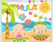 Hula Baby Cute Digital Clipart for Commercial or Personal Use, Luau Clipart, Hula Clipart, Tiki Baby Il_170x135