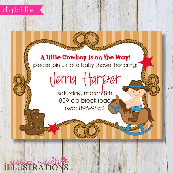 Cowboy Baby Theme V1 Premade Printable Invitation Card Invite, Commercial Use, Personal Use, U PRINT Il_570xn