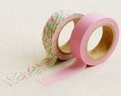 2 Set - Wonder Pink Line Leaf Adhesive Masking Tapes (0.6in)