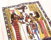 EGYPT CALLING 80s Egyptian Pictograph Cleopatra Tote Market Bag