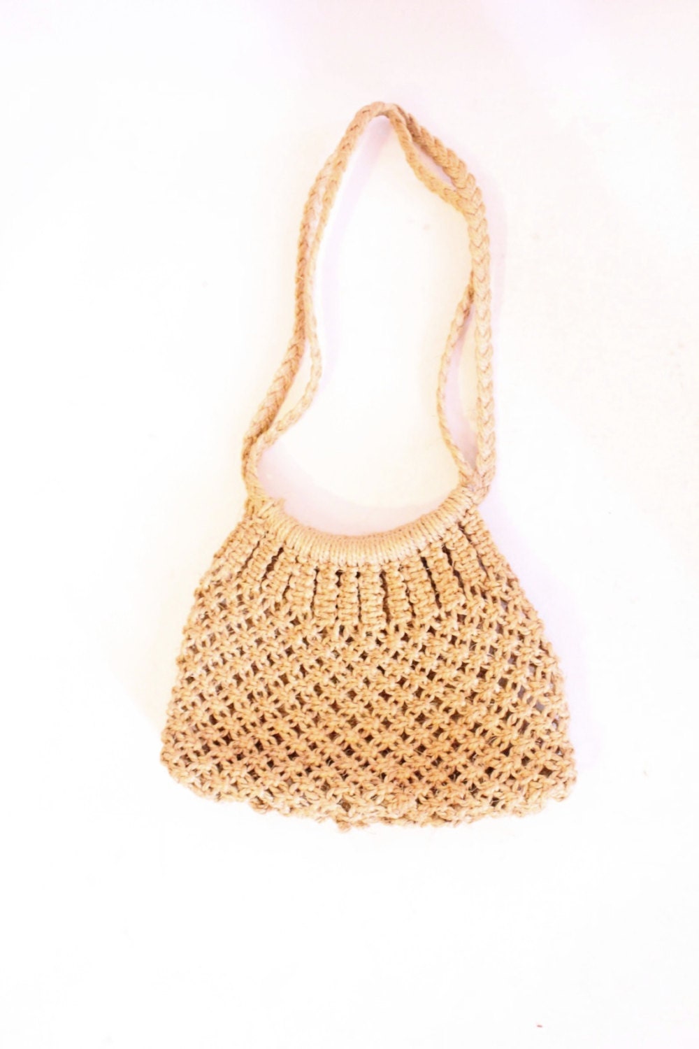 MACRAME 70s Woven Rope Netted Bohemian Purse
