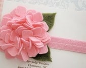 Felt Flower Headband in Pink Hydrangea - Newborn Baby Headbands to Adult