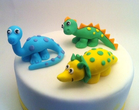Dinosaur Set of fondant cake toppers - 3 inch Fondant Cake Toppers Il_170x135
