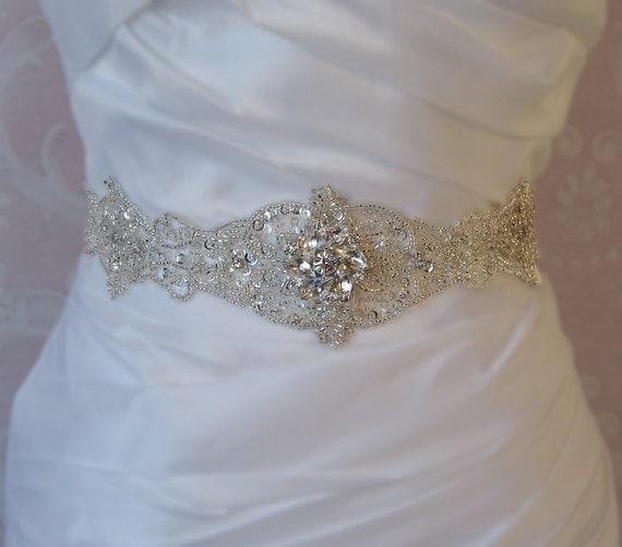Crystal Rhinestone Sash, Bridal Sash, Beaded Wedding Belt - JOCELYN