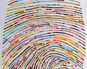 Modern Custom Portrait Using Your Own Unique Thumbprint  Pattern and all your Interests, Faves and Passions