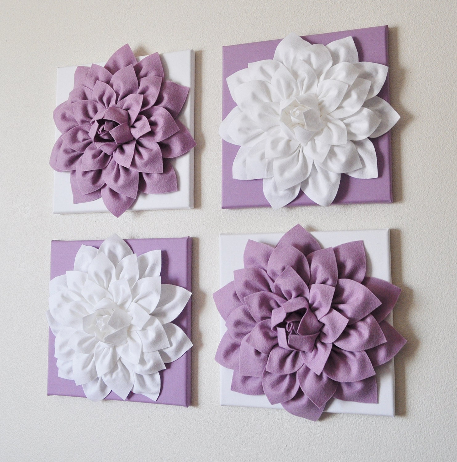 Set of Four Lilac and White 12 x12" Canvases Wall Art- CHOOSE YOUR COLORS-