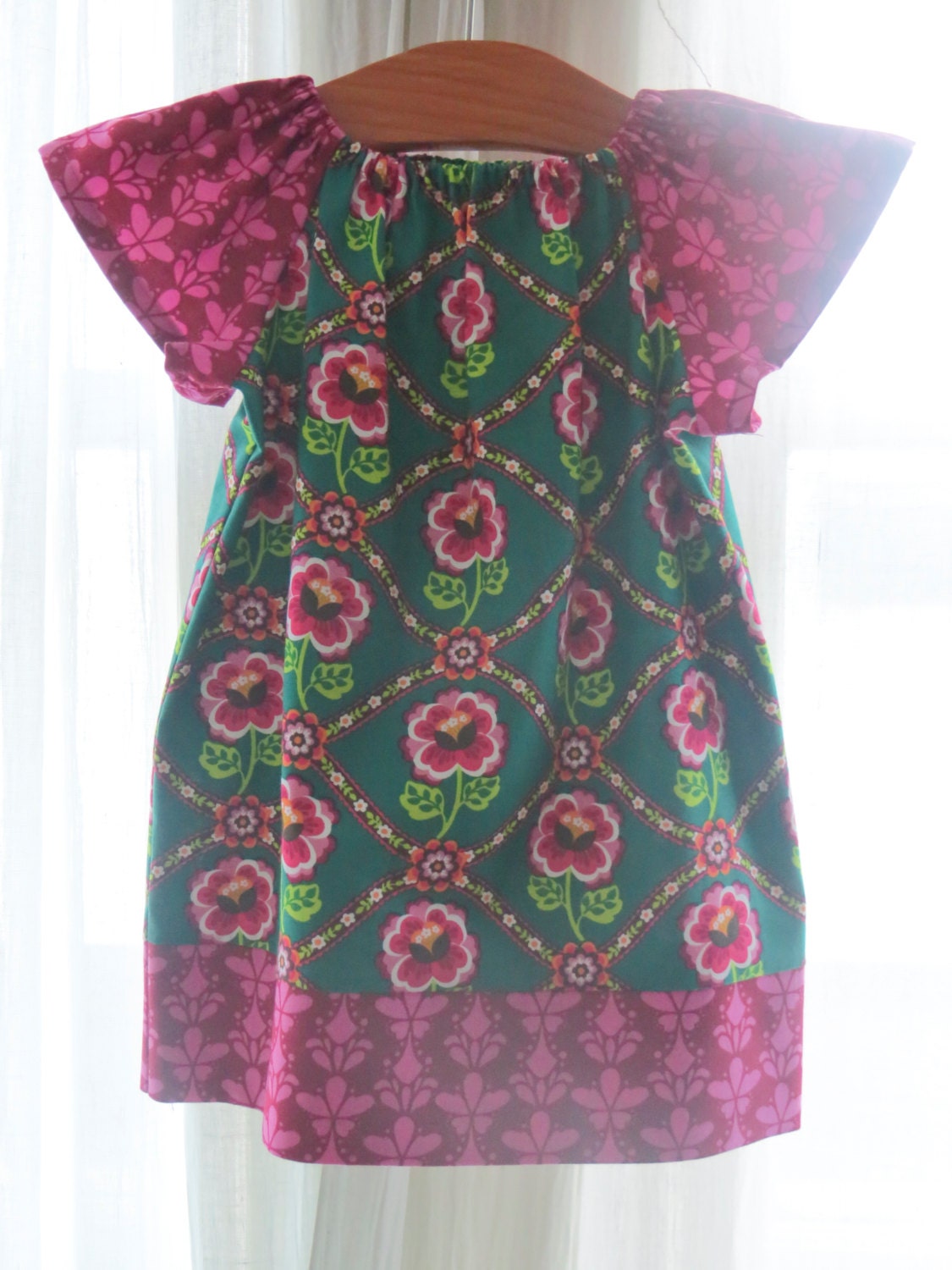 Ready to ship - Bouquet of Color Peasant Dress - 6m and 4t