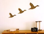 Flying Ducks - Black and Yellow Floral
