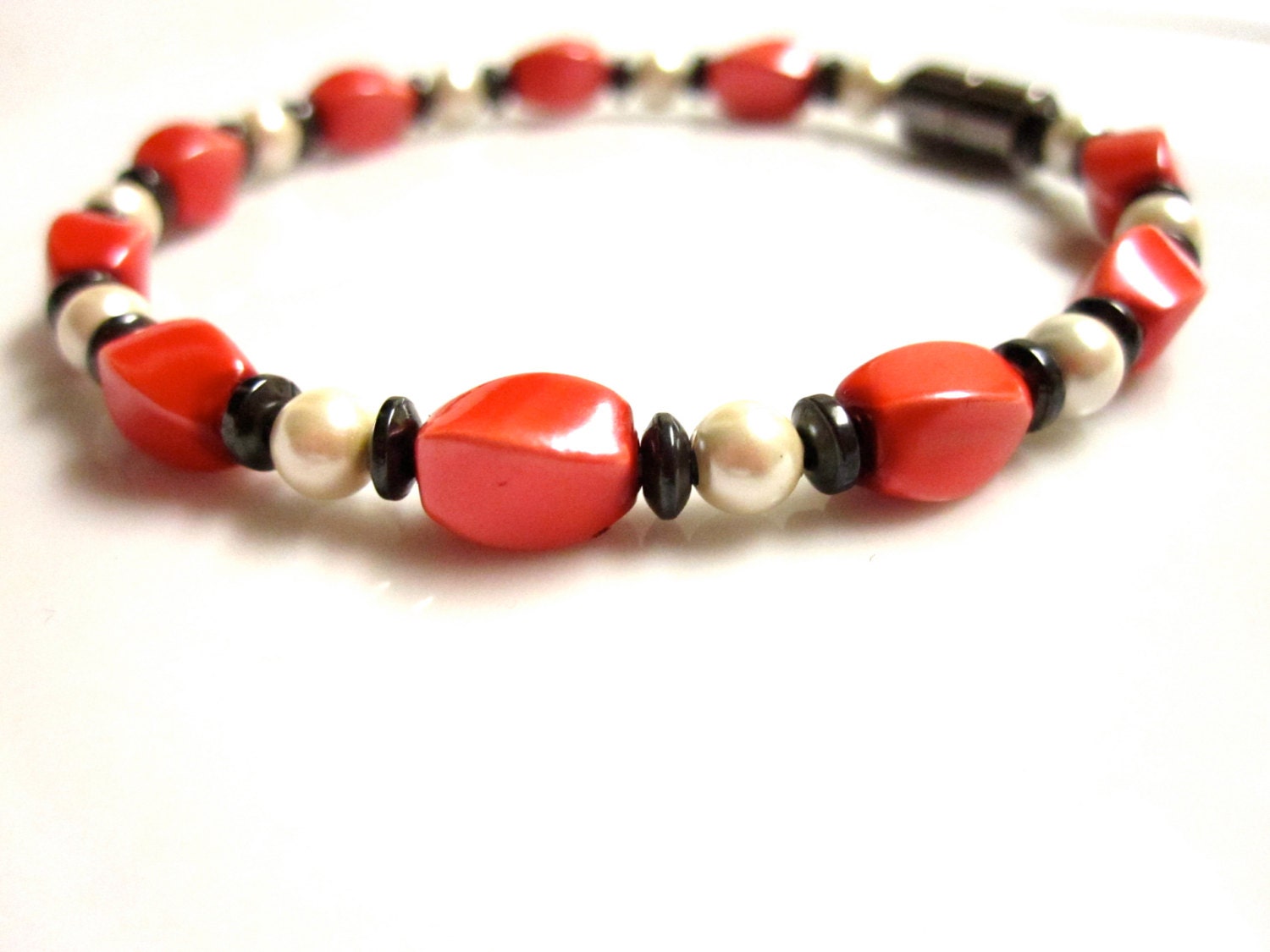 Magnetic Hematite Bracelet, High Powered Red Pearl Magnetic Bracelet