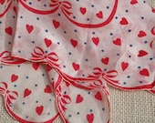 Vintage Valentine Hankie Red Hearts Blue Polka Dots - pixiedustlinens