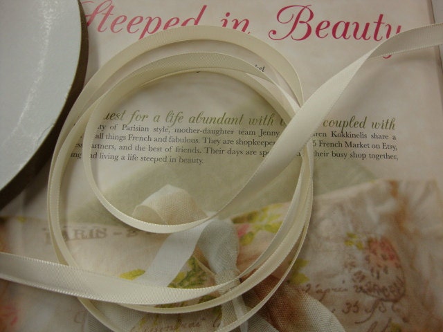 100 yards 3/8 " ( 9 mm ) Ivory cream single face satin ribbon ( Made in U.S.A )
