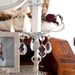 reserved for J. Solid brass, vintage table lamp, shabby chic, cream color clear crystals