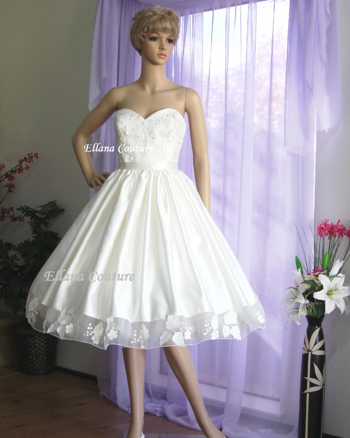 June -  Retro Style Tea Length Wedding Dress.