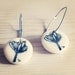 one pair of earrings modern porcelain screenprinted flower.  MADE TO ORDER