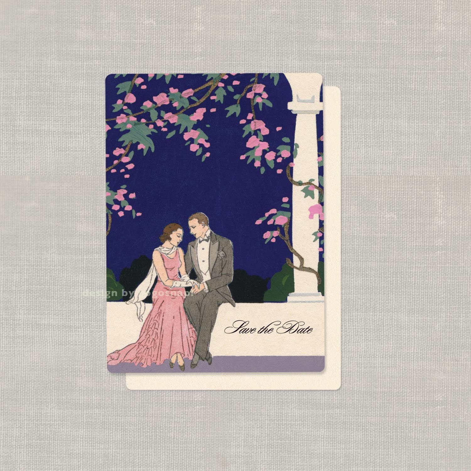 100 Custom Vintage Save the Dates or Vintage Wedding Invitations Silhouettes "Begin the Beguine"