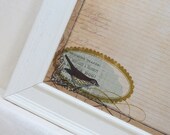 Magnetic Board - Wall Decor - Magnet Board - Dry Erase Board - Framed Bulletin Board - Antique Bird Design - includes magnets
