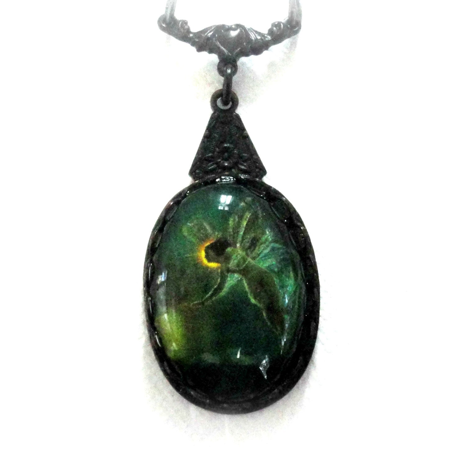 Fairy Necklaces Green Fairy Absinthe Gothic Necklaces Gothic Heart Necklace Fantasy Jewelry