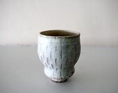 Small Stoneware Cup with Rustic Carved Design and Texture / Wheel Thrown / "LOOSEY GOOSEY"
