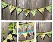 Banner / Garland / Brown Green White  / Polka Dots, Gingham