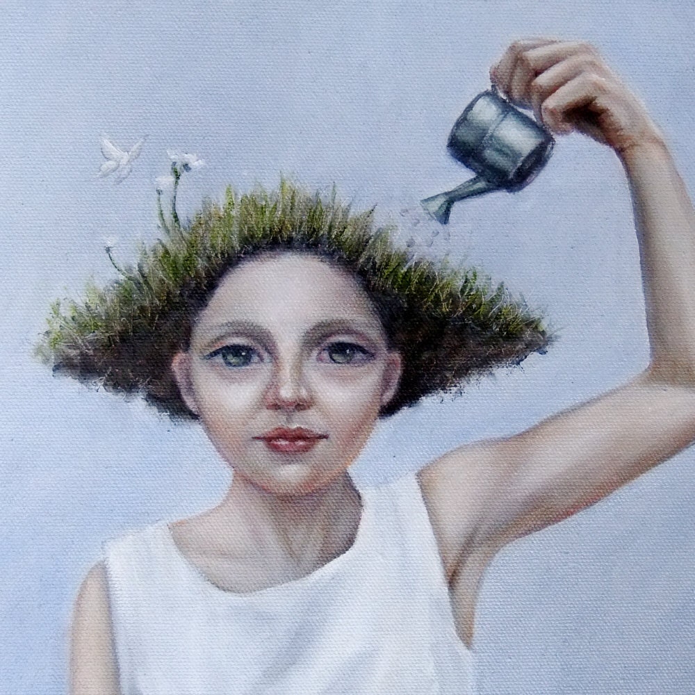 Tending the Garden -- signed (8x10) Print of an Original Oil Painting