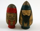 A Pair of Vintage Wooden Netsuke Figurines -- Japanese Sculpture