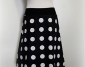 polka dot spot on black print skirt from Wanderlust by Miss Fancypants - heavier weight 100% cotton