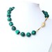 Malachite  Green  Round Gold Plated Rhinestone Magnetic Clasp Chuncky Necklace /One Of A Kind Piece