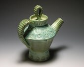 Handmade Footed Green Teapot