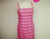 MOVING SALE Vintage Pink Stripe Brocade Sheath Cocktail Dress