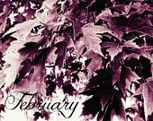 February Leaves purple maple leaves with text digital print wall art home decor nature 5x7 print Valentine's Day Melinda Marie Alexander