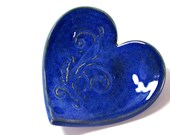 ceramic heart dish cobalt monaco blue indigo sapphire ring dish ring bearer bowl wedding ring bowl home decor handmade stoneware pottery