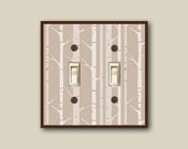 birch trees wall decor, neutral switch plate cover, birch forest decor light switch cover DP-118-D1