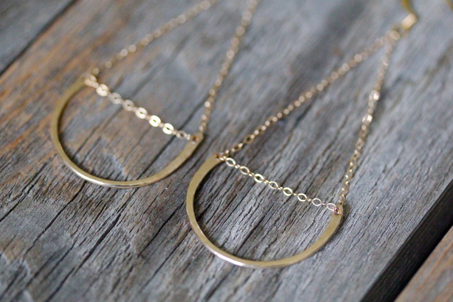 Hammered Gold Half Circle Earrings