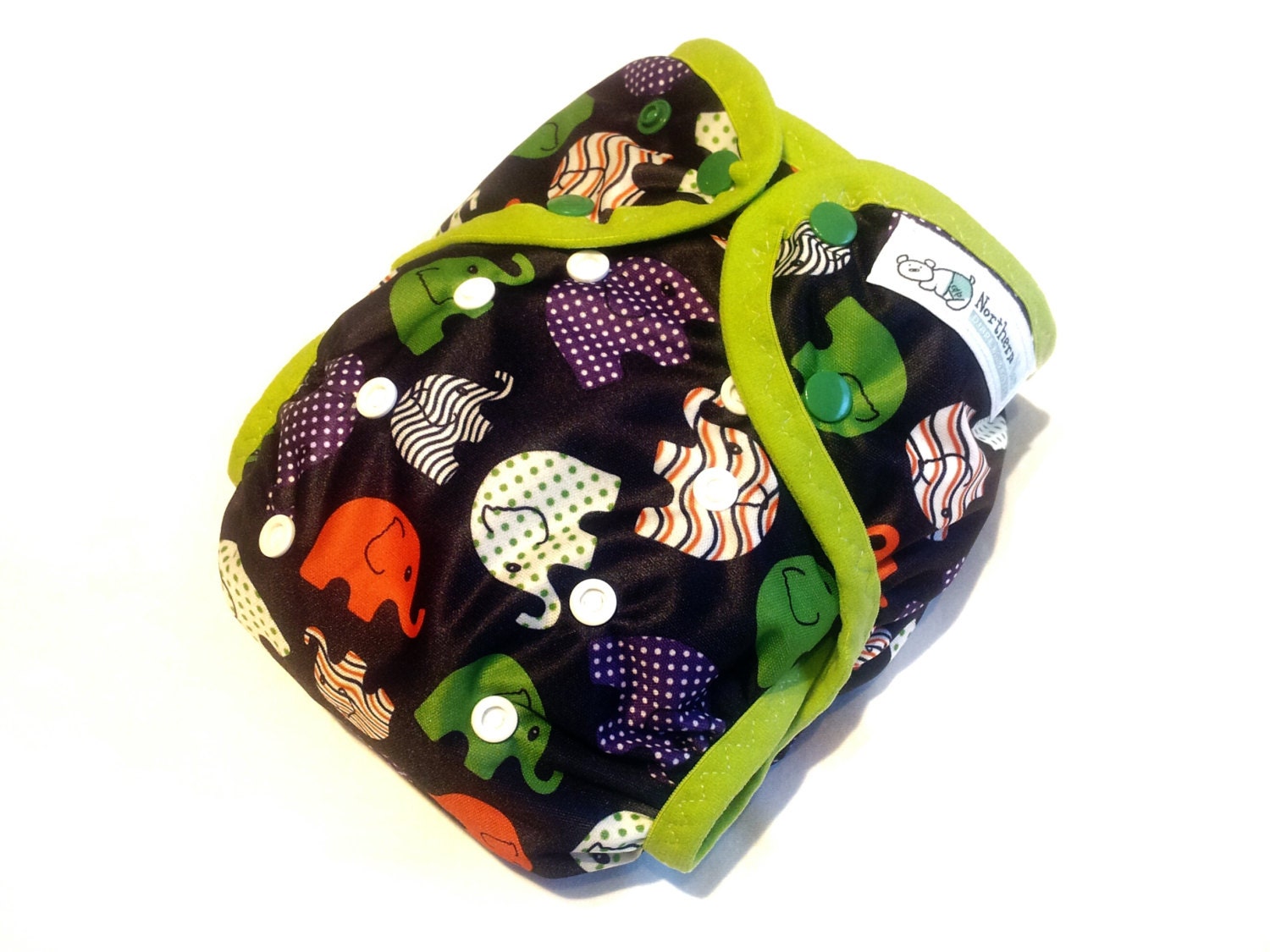 Ready to Ship, One Size Witches Brew Elephant Toss PUL Printed Pocket Diaper with Organic Bamboo Velour Inner